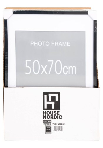 HOUSE NORDIC Marbella rammer - 15 stk. (70x50 cm) - 10 stk. svart, 5 stk. natur - MDF med glassfront