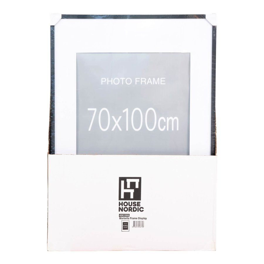 HOUSE NORDIC Marbella rammer - 15 stk. (100x70 cm) - 10 stk. sort, 5 stk. natur - MDF med glassfront