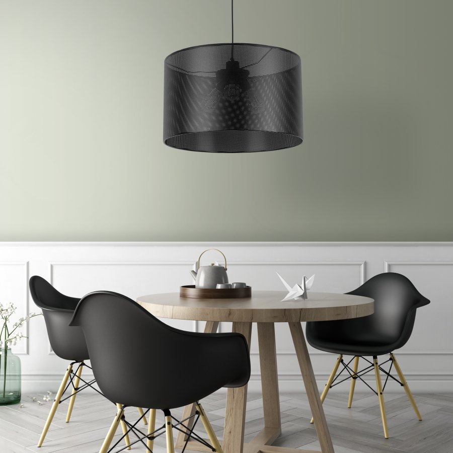 TK Moreno taklampe 500 - svart stoff og sort metall