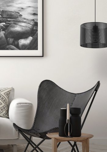 TK Moreno taklampe 300 - sort stoff og sort metall