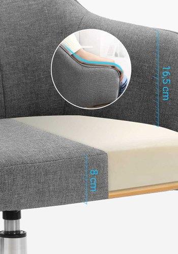 SONGMICS Kontorsstol, Bekv&auml;m Skrivbordsstol, H&ouml;jdjusterbar Datorstol, H�ller upp till 120 kg, St�lram, Imiterad Linne, Andningsbar, Hemmakontor, Kontor, Gr� OBG019G01