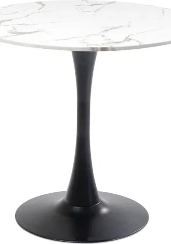 KARE DESIGN Schickeria spisebord, rund - hvid marmorlook laminat og sort stl (80)