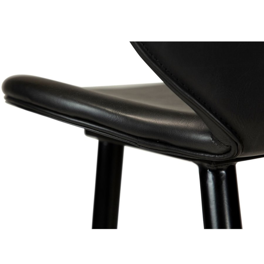DAN-FORM Cloud Barstol, med Ryggstöd och Fotstöd - Vintage Svart Konstläder och Svart Stl