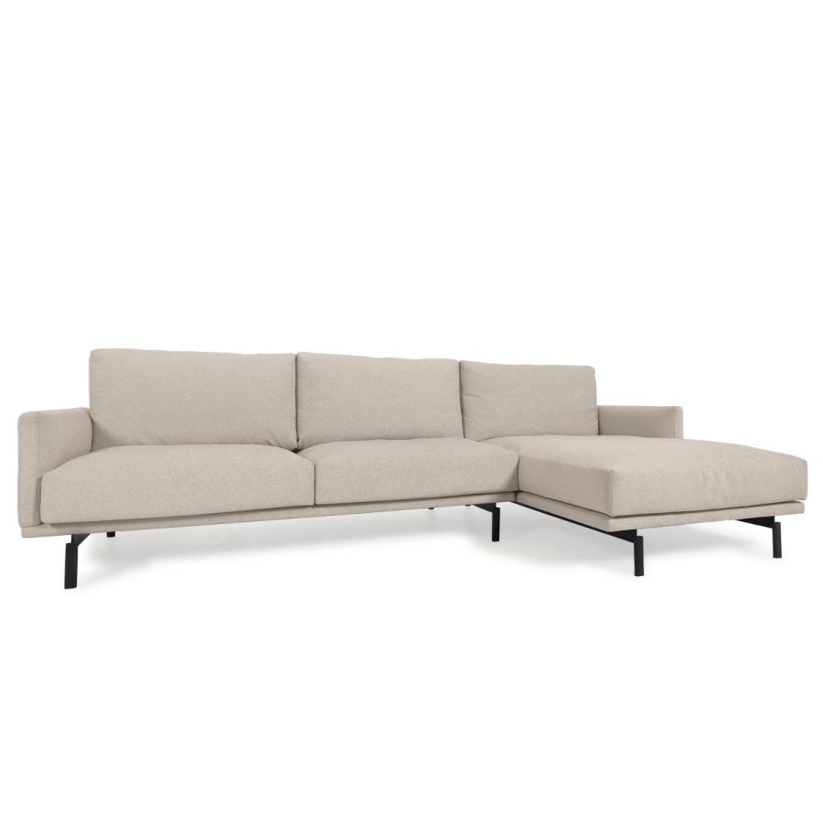 KAVE HOME Galene 3-manns sofa, med hyre sjeselong - beige resirkulerte fibre og jern