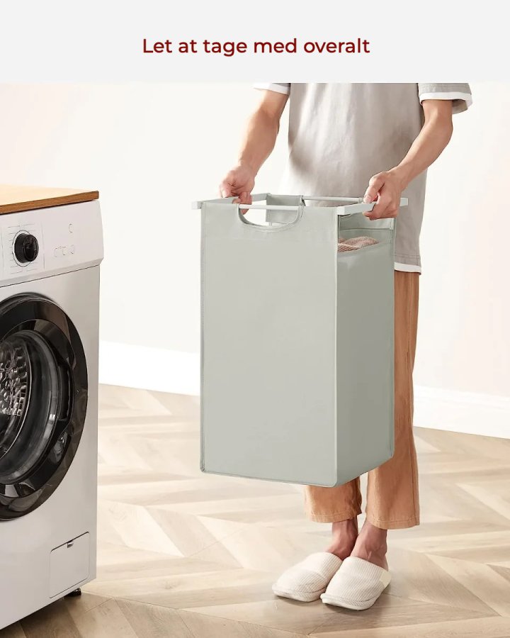 VASAGLE skittentyskurv, m. 2 uttrekkbare og uttakbare vaskeposer, 1 hylle - stoff, hvit MDF/stl