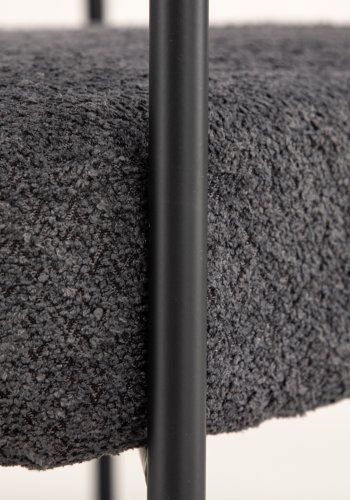 VINN KOLLEKSJON Höksen x Josefin Lustig lenestol, m. armlener - mrkegrtt boucléstoff og sort stl