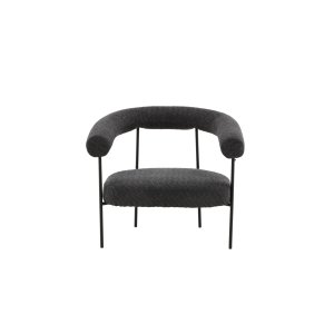 VINN KOLLEKTION Höksen x Josefin Lustig ftölj, m. armstöd - mörkgrtt bouclétyg och svart stl