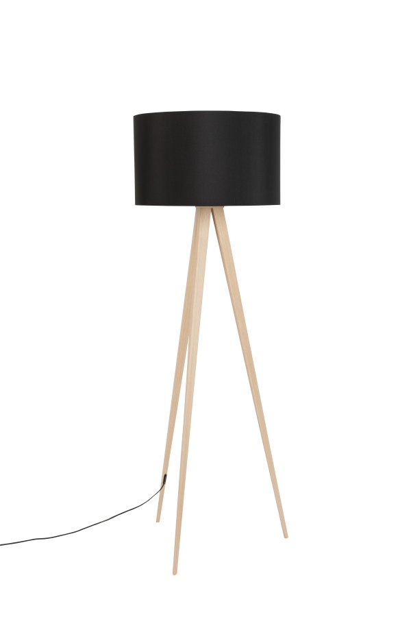 ZUIVER Stativ gulvlampe - svart og naturlig tre