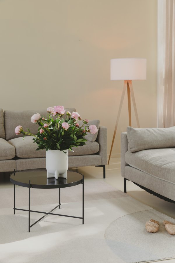 ZUIVER Stativ gulvlampe - hvit og naturlig tre