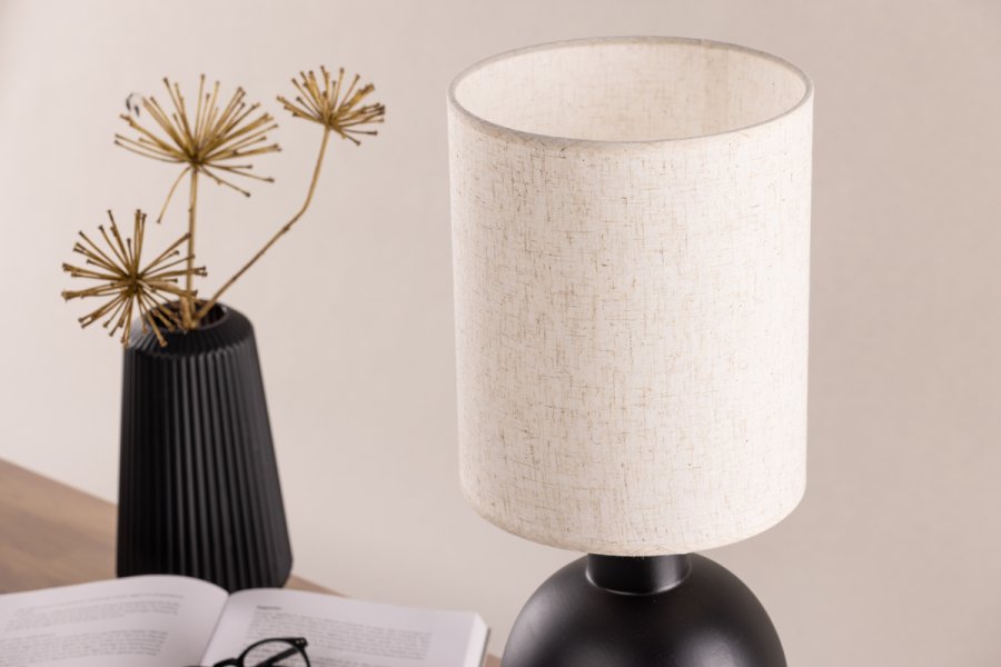 VIND KOLLEKSJON Mysterna bordlampe - beige lin og sort betong