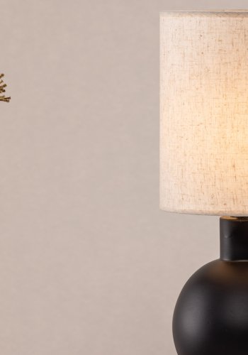VIND KOLLEKSJON Mysterna bordlampe - beige lin og sort betong