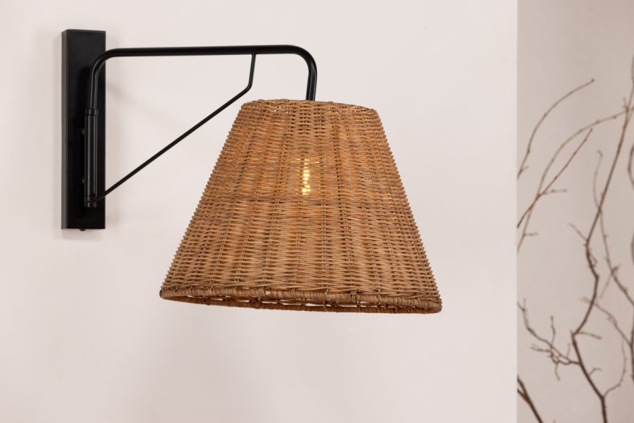VIND COLLECTION Stala vegglampe - naturrotting og sort jern