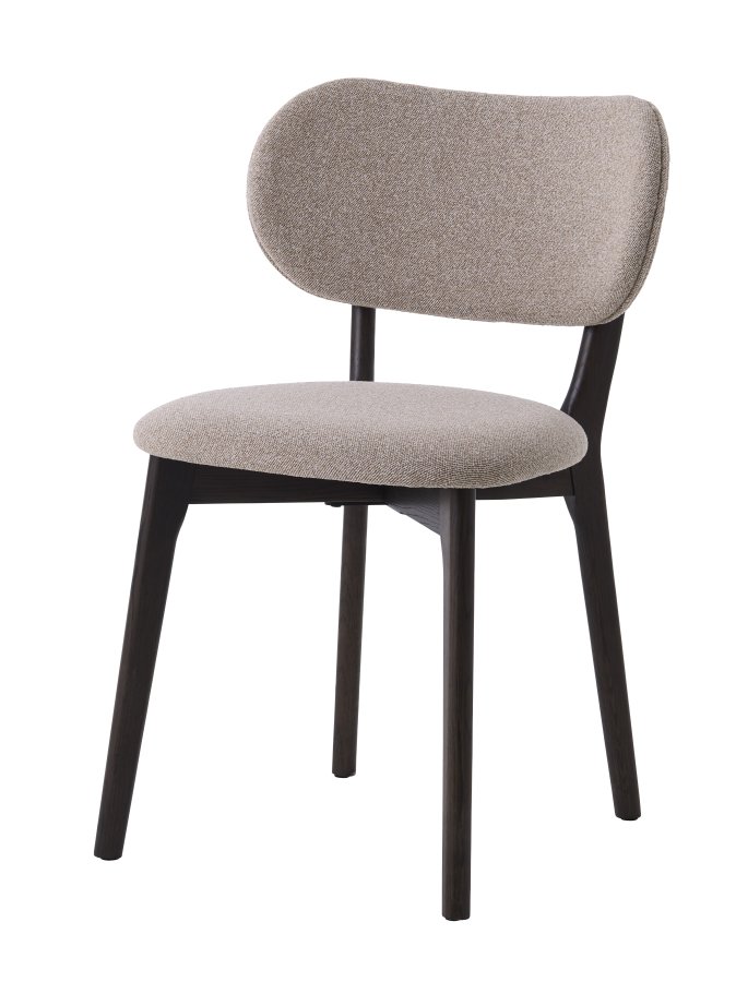 UNIQUE FURNITURE Stilo spisebordsstol - sand polyester og m�rk espresso egetr�
