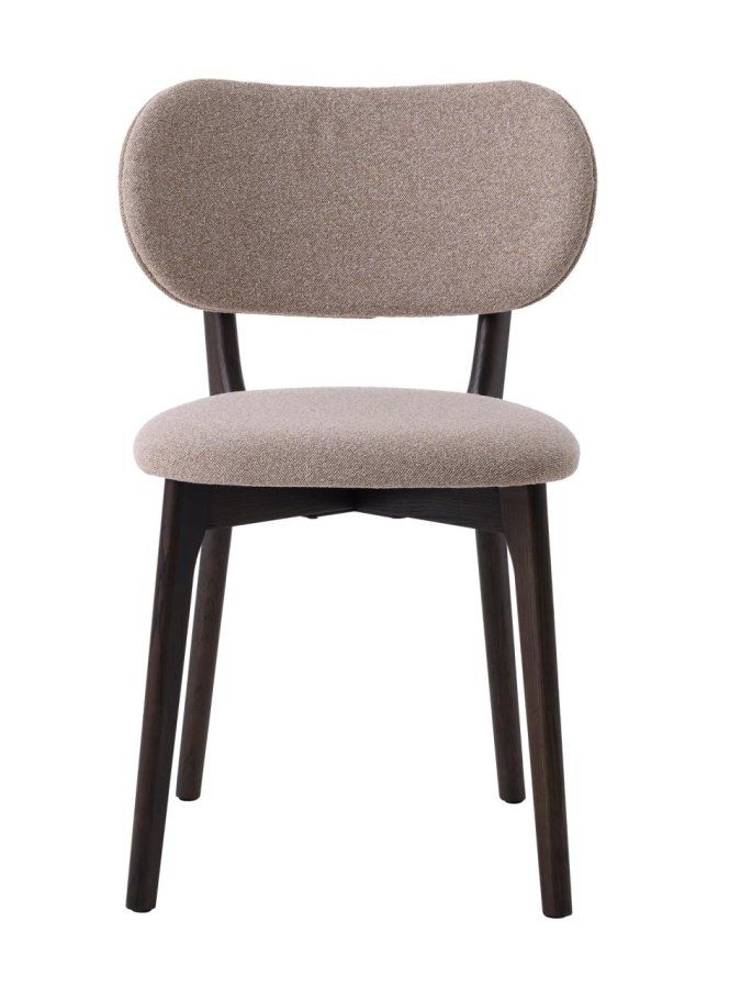 UNIQUE FURNITURE Stilo spisebordsstol - sand polyester og m�rk espresso egetr�