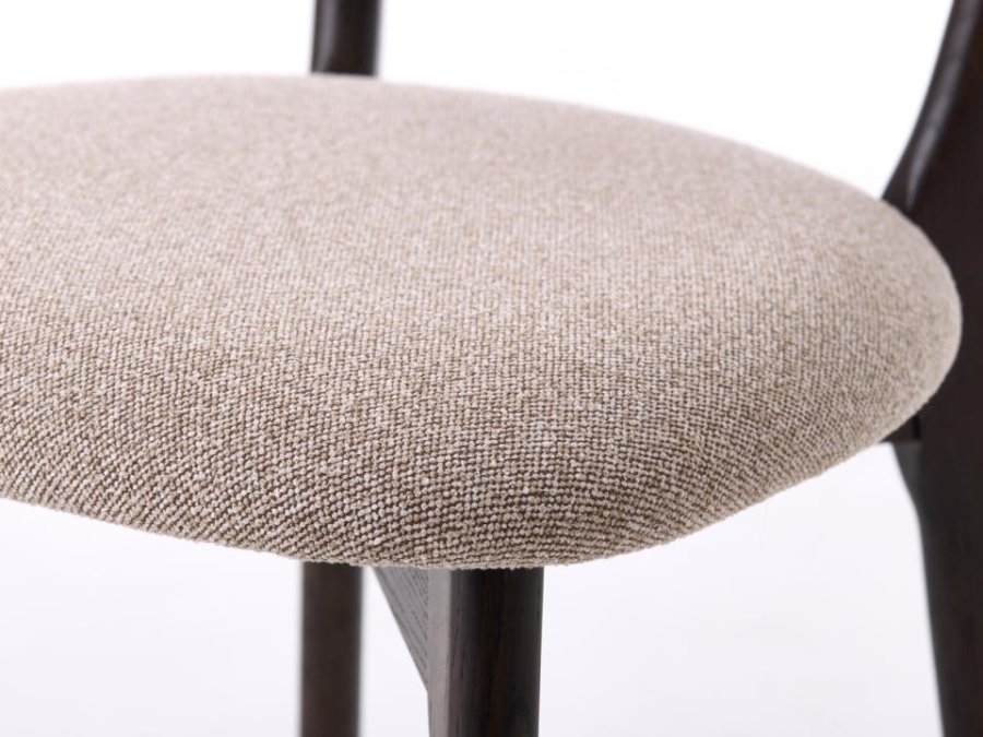UNIQUE FURNITURE Stilo spisebordsstol - sand polyester og m�rk espresso egetr�