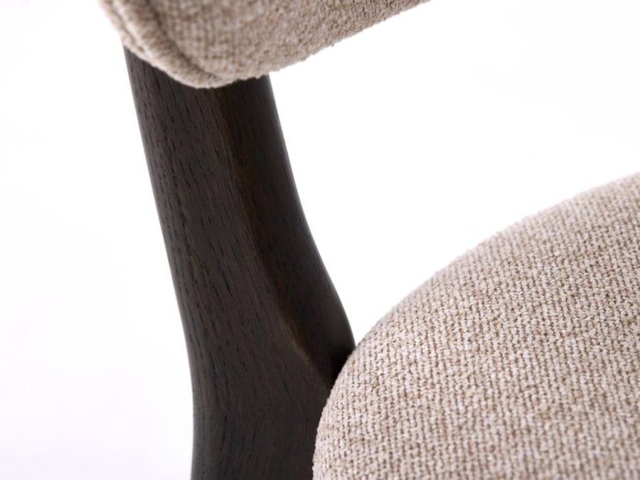 UNIQUE FURNITURE Stilo spisebordsstol - sand polyester og m�rk espresso egetr�