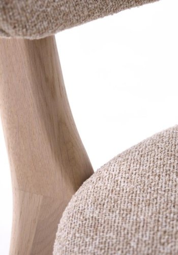 UNIQUE FURNITURE Stilo spisebordsstol - sand polyester og hvidpigmenteret egetr�