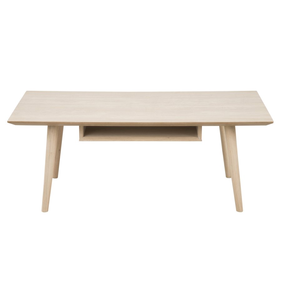 ACT NORDIC Century Soffbord, med Hylla - Vitpigmenterad Ekfanér och Ek (115 x 60 cm)