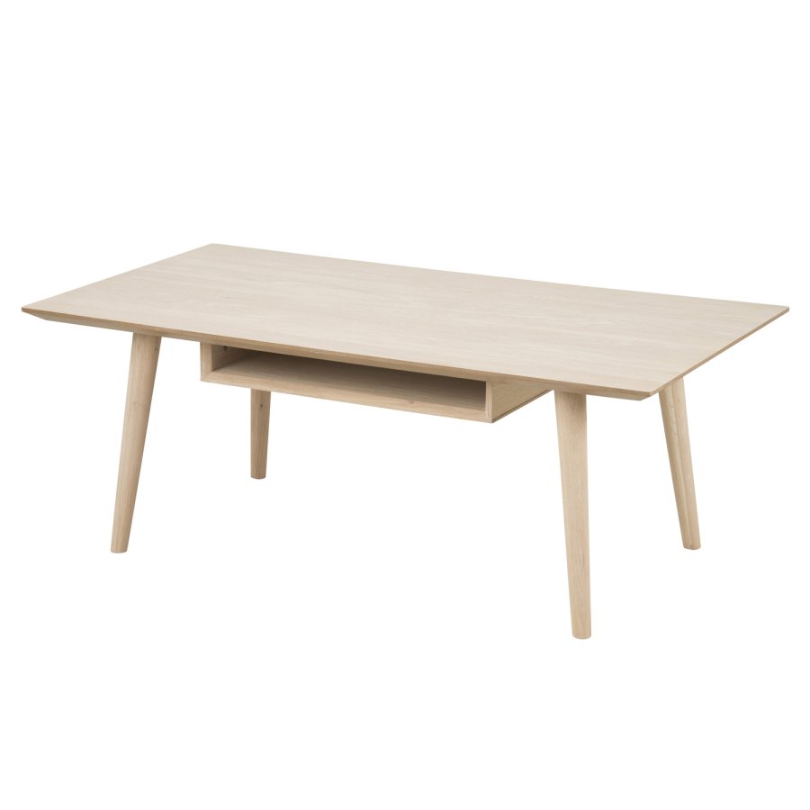 ACT NORDIC Century Soffbord, med Hylla - Vitpigmenterad Ekfanér och Ek (115 x 60 cm)
