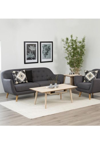 ACT NORDIC Century Soffbord, med Hylla - Vitpigmenterad Ekfanér och Ek (115 x 60 cm)