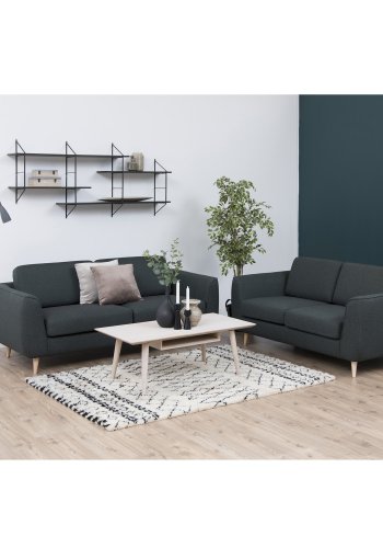 ACT NORDIC Century Soffbord, med Hylla - Vitpigmenterad Ekfanér och Ek (115 x 60 cm)