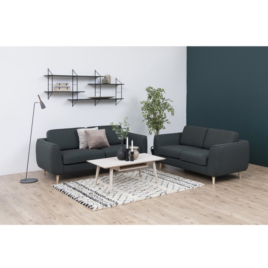 ACT NORDIC Century Soffbord, med Hylla - Vitpigmenterad Ekfanér och Ek (115 x 60 cm)