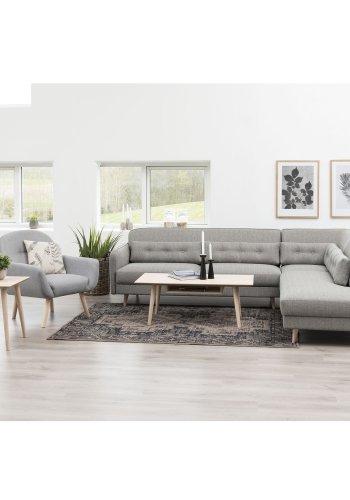 ACT NORDIC Century Soffbord, med Hylla - Vitpigmenterad Ekfanér och Ek (115 x 60 cm)