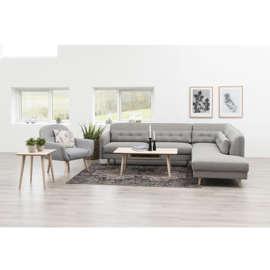 ACT NORDIC Century Soffbord, med Hylla - Vitpigmenterad Ekfanér och Ek (115 x 60 cm)