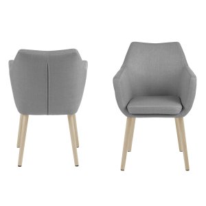 ACT NORDIC Nora armstol, m. armln - lysegr polyester og hvidpigmenteret eg