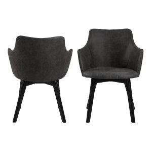 ACT NORDIC Bella spisebordsstol, m. armln - antracitgr polyester og sort eg