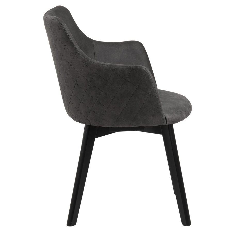 ACT NORDIC Bella spisebordsstol, m. armln - antracitgr polyester og sort eg