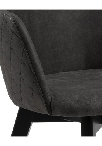 ACT NORDIC Bella spisebordsstol, m. armln - antracitgr polyester og sort eg