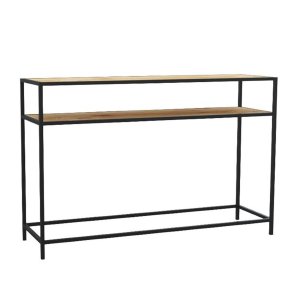 ACT NORDIC Seaford konsolbord, med 1 hylla - papper vild och svart metall (120x35)