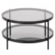 ACT NORDIC Bayonne runder Couchtisch mit Ablage – Rauchglas und schwarzes Metall (75)