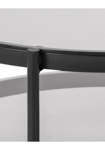 ACT NORDIC Bayonne runder Couchtisch mit Ablage – Rauchglas und schwarzes Metall (75)