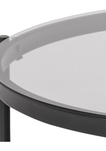 ACT NORDIC Bayonne runder Couchtisch mit Ablage – Rauchglas und schwarzes Metall (75)