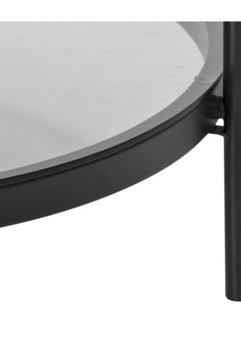 ACT NORDIC Bayonne runder Couchtisch mit Ablage – Rauchglas und schwarzes Metall (75)
