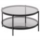 ACT NORDIC Bayonne runder Couchtisch mit Ablage – Rauchglas und schwarzes Metall (75)
