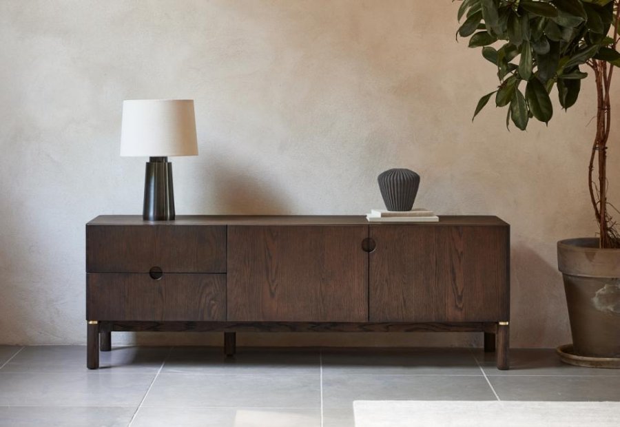 Arun TV-bord, m. 2 lger og 2 skuffer - espressoolie (B:160)