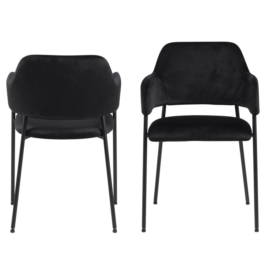 ACT NORDIC Lima Esszimmerstuhl, mit Armlehnen – schwarzes Polyester und Metall