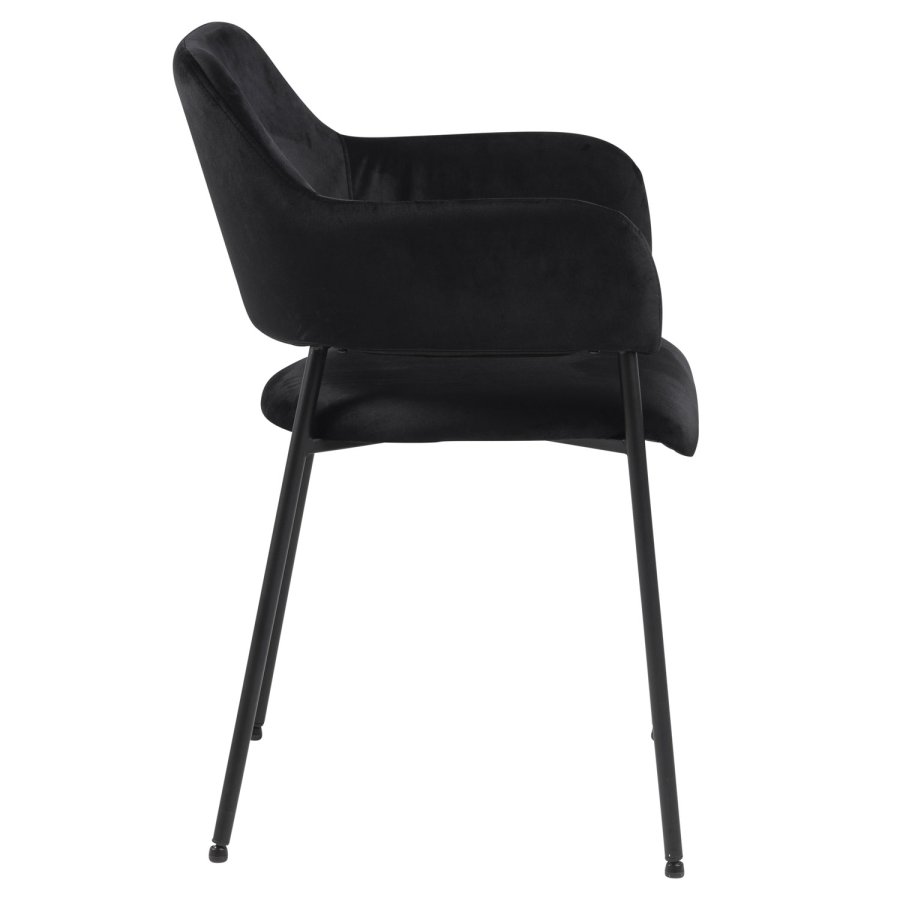 ACT NORDIC Lima Esszimmerstuhl, mit Armlehnen – schwarzes Polyester und Metall