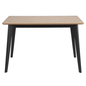 ACT NORDIC Roxby Rektangulärt Matbord - Naturlig Ekfanér och Svart Gummiträ (120 x 80 cm)