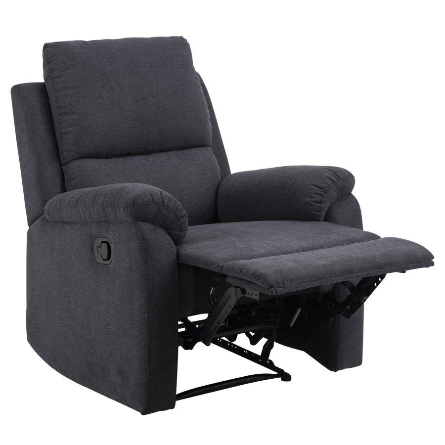 ACT NORDIC Sabia recliner stol, manuel - mrkegr stof og metal 