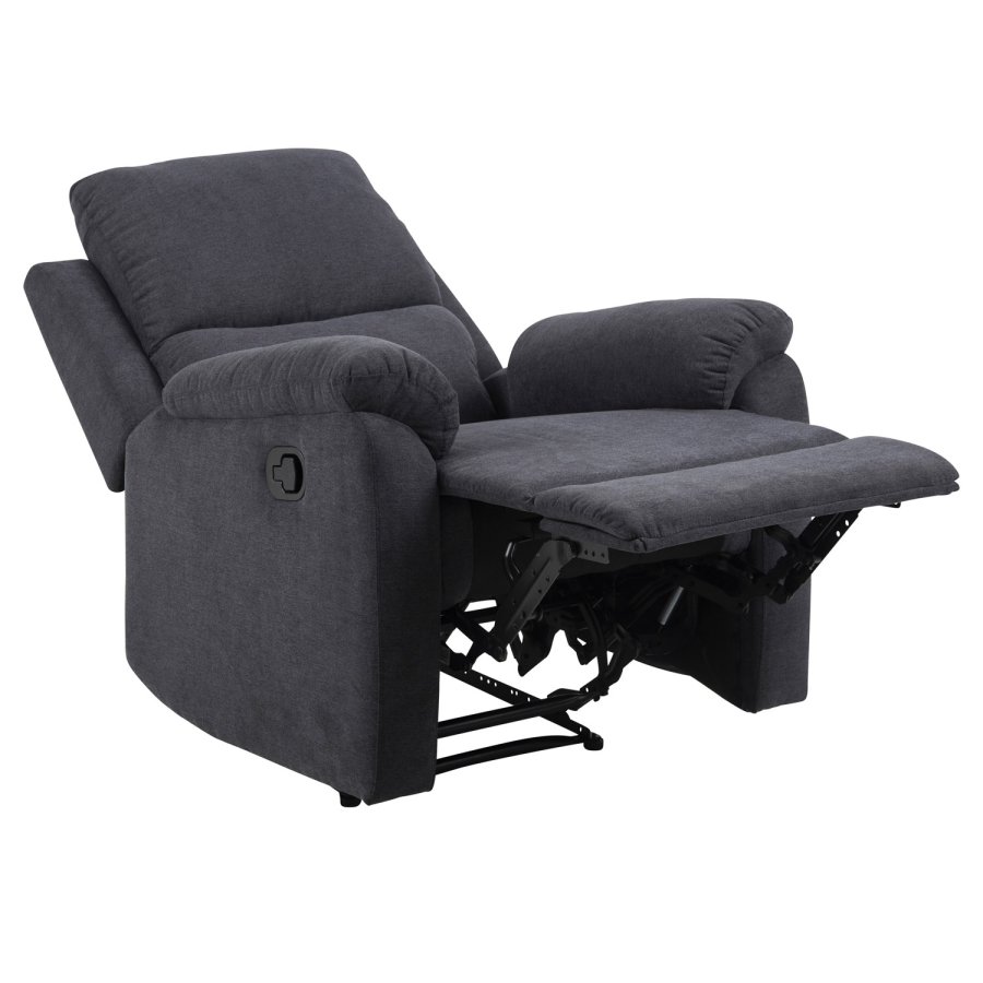 ACT NORDIC Sabia recliner stol, manuel - mrkegr stof og metal 