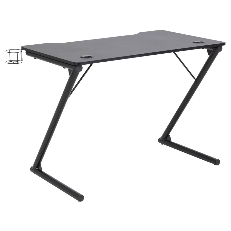 ACT NORDIC Trooper Gamer-Tisch, mit Getränkehalter – schwarzes Melamin und Metall (100 x 60)