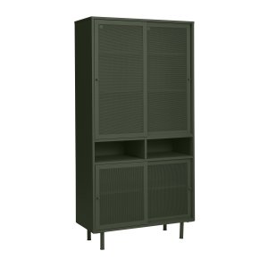   Veep garderob, w. 4 skjutdörrar och hyllor - olivgrön metall (H:180)