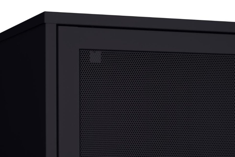 Veep skap, m. 4 skyvedrer og hyller - svart metall (H:180)