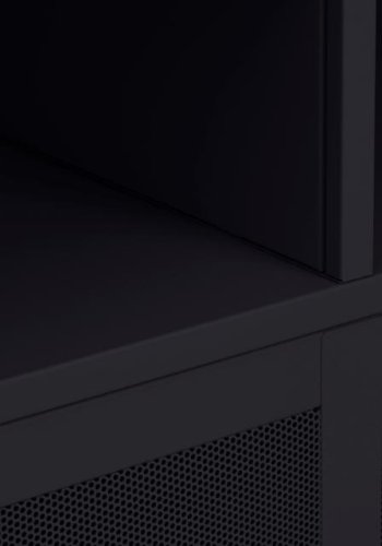 Veep skap, m. 4 skyvedrer og hyller - svart metall (H:180)