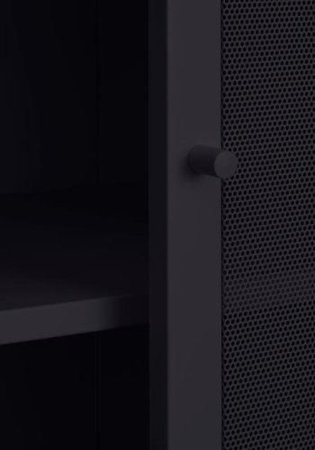 Veep skap, m. 4 skyvedrer og hyller - svart metall (H:180)