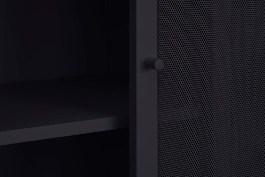 Veep skap, m. 4 skyvedrer og hyller - svart metall (H:180)